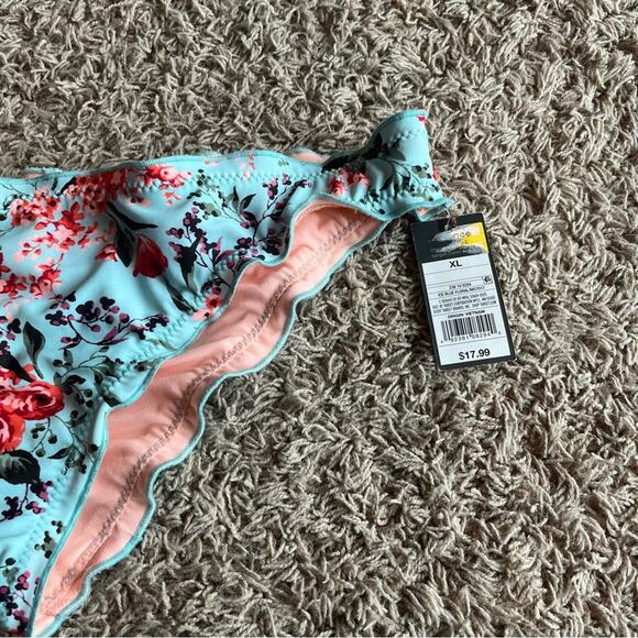 NWT! Mossimo Blue Floral Hipster Swim Bikini Bottoms Size XL - Picture 3 of 12
